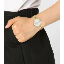 BOSS Mae 30mm Silver 3 Hand Dial Yellow Gold IP Bracelet Watch