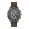 BOSS Peak 2.0 Chronograph 45mm Grey Matte Dial Brown Leather Strap Watch