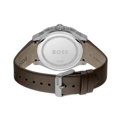 BOSS Peak 2.0 Chronograph 45mm Grey Matte Dial Brown Leather Strap Watch