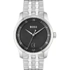BOSS Principle 41mm Black Dial 3 Hands Mesh Bracelet Watch