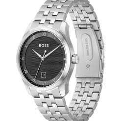 BOSS Principle 41mm Black Dial 3 Hands Mesh Bracelet Watch