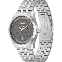 BOSS Principle 41mm Grey Dial 3 Hands Mesh Bracelet Watch