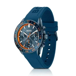 BOSS Runner Chronograph 44mm Blue Dial Silicone Strap Watch