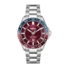BOSS Runner 43mm Burgundy Dial Bezel Stainless Steel Bracelet Watch