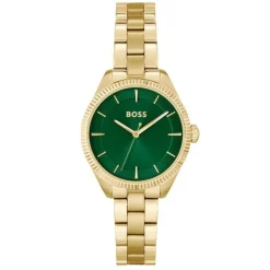 BOSS Sage 32mm Green 3 Hands Dial Yellow Gold IP Case Watch