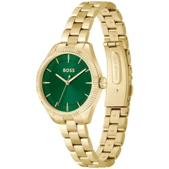 BOSS Sage 32mm Green 3 Hands Dial Yellow Gold IP Case Watch