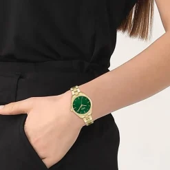 BOSS Sage 32mm Green 3 Hands Dial Yellow Gold IP Case Watch