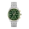 BOSS Skytraveller Chronograph 44mm Green Dial Gold Tone Bezel Steel Bracelet Watch