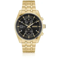 BOSS Skytraveller Chronograph 44mm Black Dial Steel Bracelet Watch