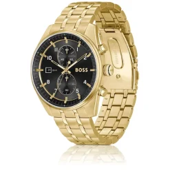 BOSS Skytraveller Chronograph 44mm Black Dial Steel Bracelet Watch