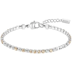 BOSS Stainless Steel Clear & Champagne Coloured Crystals Tennis Bracelet