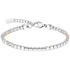 BOSS Stainless Steel Clear & Champagne Coloured Crystals Tennis Bracelet
