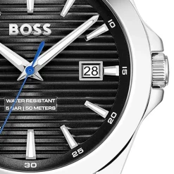 BOSS Strike 41mm Black Textured Dial Steel Bracelet Watch