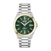 BOSS Strike 41mm Green Textured Dial Gold Tone Bezel Steel Bracelet Watch