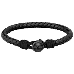 BOSS Thad Classic Braided Black Leather Bracelet