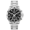 BOSS Troper 44mm Black Chrono Dial Steel Bracelet Watch