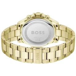 BOSS Troper 44mm Green Chronograph Dial Yellow Gold IP Bracelet Watch