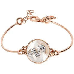 Bronzallure Alba Collection Cubic Zirconia Snake Mother of Pearl Ladies Bracelet