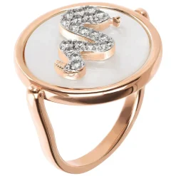 Bronzallure Alba Collection Cubic Zirconia Snake Mother Of Pearl Ring
