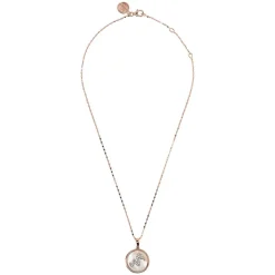Bronzallure Alba Collection Snake Mother Of Pearl Disc Pendant 18' Ladies Necklace