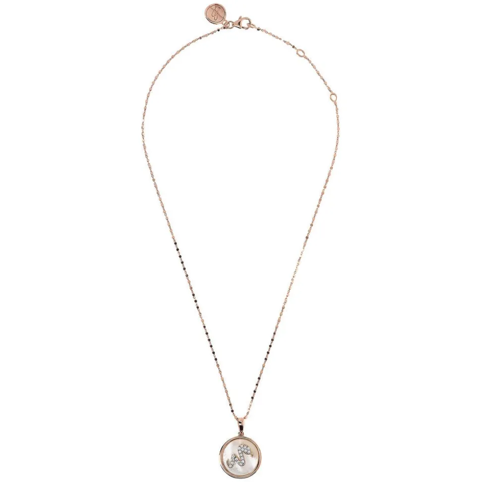 Bronzallure Alba Collection Snake Mother Of Pearl Disc Pendant 18' Ladies Necklace