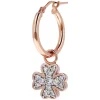 Bronzallure Altissima Collection 4 Leaf Clover Cubic Zirconia Single Hoop Ladies Earring