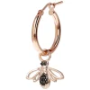 Bronzallure Altissima Collection Bee Black Spinel Single Hoop Ladies Earring