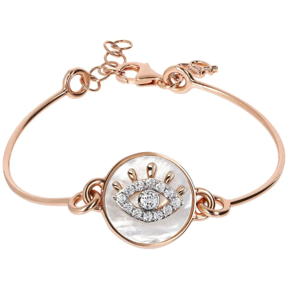 Bronzallure Altissima Collection Cubic Zirconia All-Seeing Eye Mother Of Pearl Ladies Bracelet