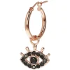 Bronzallure Altissima Collection All Seeing Eye Black Spinel Single Hoop Ladies Earring