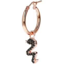 Bronzallure Altissima Collection Snake Black Spinel Single Hoop Ladies Earring