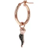 Bronzallure Altissima Collection Horn Of Life Black Spinel Single Hoop Ladies Earring
