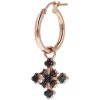 Bronzallure Altissima Collection Cross Black Spinel Single Hoop Ladies Earring