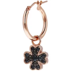 Bronzallure Altissima Collection 4 Leaf Clover Spinel Single Hoop Ladies Earring