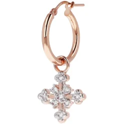 Bronzallure Altissima Collection Cross Cubic Zirconia Single Hoop Ladies Earring