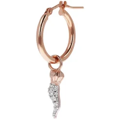 Bronzallure Altissima Collection Horn Of Life Cubic Zirconia Single Hoop Ladies Earring