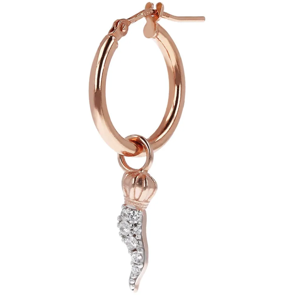 Bronzallure Altissima Collection Horn Of Life Cubic Zirconia Single Hoop Ladies Earring
