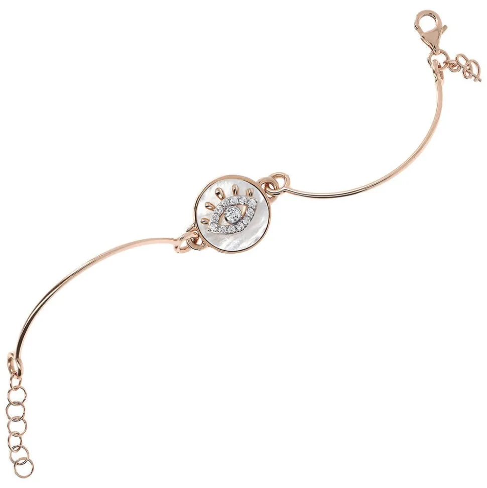 Bronzallure Altissima Collection Cubic Zirconia All-Seeing Eye Mother Of Pearl Ladies Bracelet