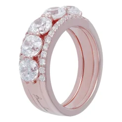 Bronzallure Altissima 18ct Rose Gold-plated Cubic Zirconia Set of 3 Stacking Rings