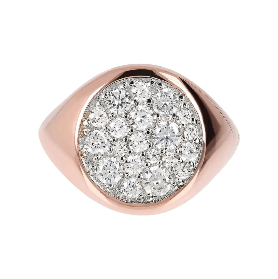 Bronzallure Altissima 18ct Rose Gold-Plated Crystal Pave Ring