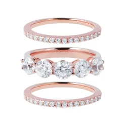 Bronzallure Altissima 18ct Rose Gold-plated Cubic Zirconia Set of 3 Stacking Rings