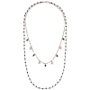 Bronzallure 18ct Rose Gold Plated Stars And Black Spinel Spheres Double Strand Necklace