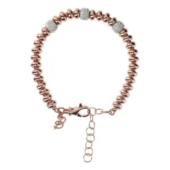 Bronzallure 18ct Rose Gold-Plated Cubic Zirconia Bead Bracelet