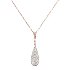 Bronzallure 18ct Rose Gold-Plated Crystal Teardrop Pendant