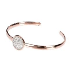 Bronzallure 18ct Rose Gold-Plated Cubic Zirconia Open Bangle
