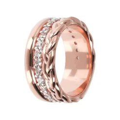 Bronzallure 18ct Rose Gold-Plated Cubic Zirconia Woven Ring