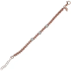 Bronzallure 18ct Rose Gold-Plated Cubic Zirconia Bead Bracelet