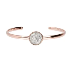 Bronzallure 18ct Rose Gold-Plated Cubic Zirconia Open Bangle