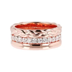 Bronzallure 18ct Rose Gold-Plated Cubic Zirconia Woven Ring