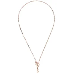 Bronzallure Mini Paper Link With Latter S Pave And T-Bar Necklace