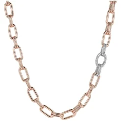 Bronzallure Polished Long Link Cubic Zirconia Necklace